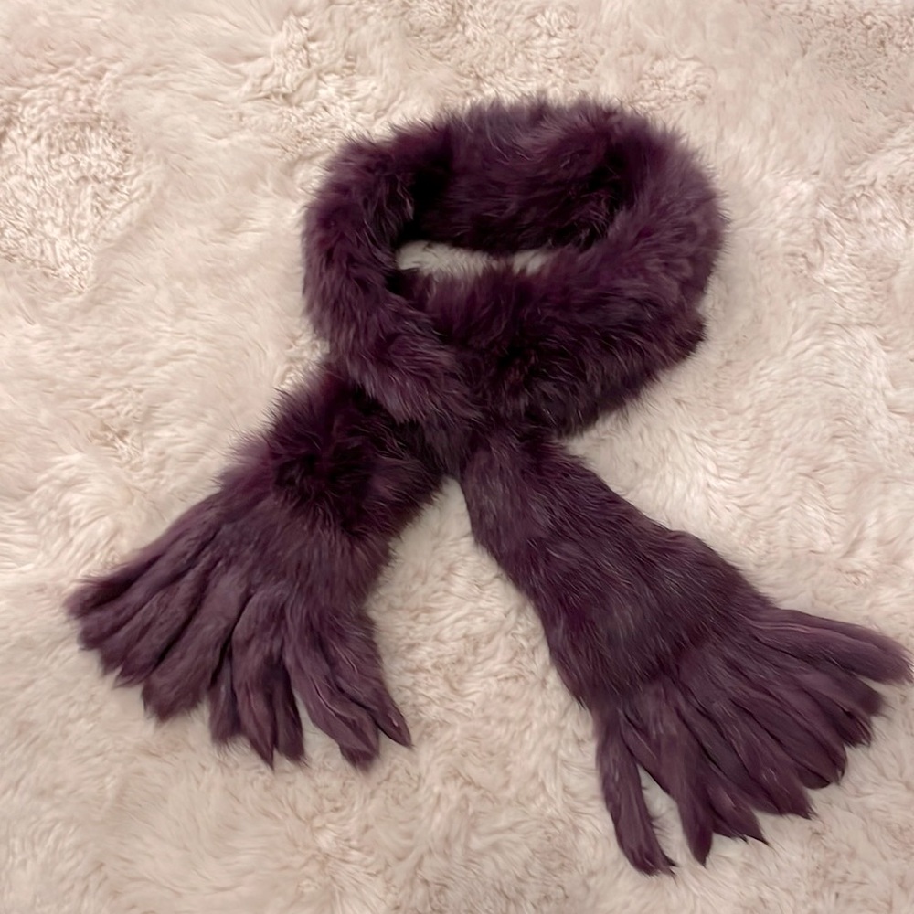Plush Faux Fur Scarf in Deep Plum